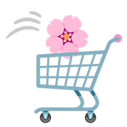 cherry blossom and shopping cart