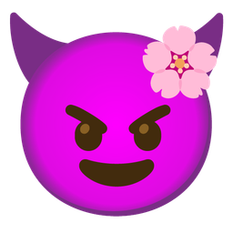 cherry blossom and smiling face with horns