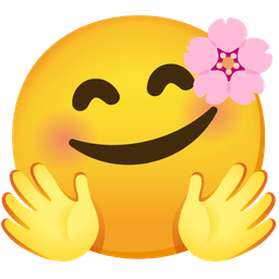 Cherry blossom and Smiling face with open hands