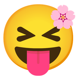 Cherry blossom and Squinting face with tongue