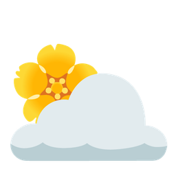 cherry blossom and sun behind cloud