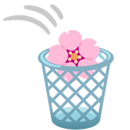 cherry blossom and wastebasket