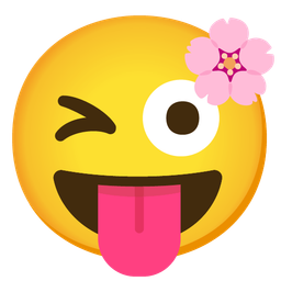 Cherry blossom and Winking face with tongue