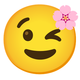 Cherry blossom and Winking face