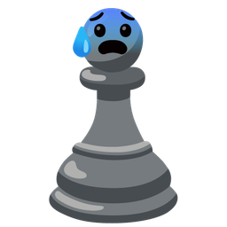 chess pawn and anxious face with sweat