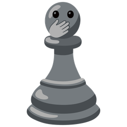 chess pawn and face with open eyes and hand over mouth