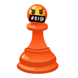 chess pawn and face with symbols on mouth