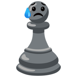 chess pawn and sad but relieved face