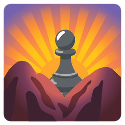 chess pawn and sunrise over mountains