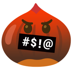 chestnut and face with symbols on mouth