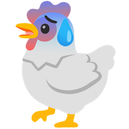 chicken and anxious face with sweat
