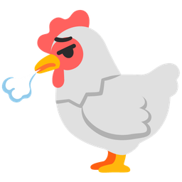 chicken and face exhaling