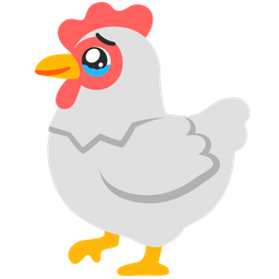 chicken and face holding back tears