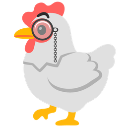 chicken and face with monocle