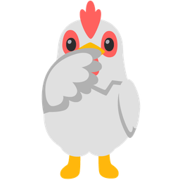 chicken and face with open eyes and hand over mouth