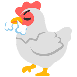 chicken and face with steam from nose