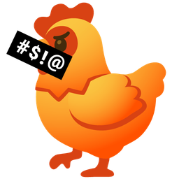 chicken and face with symbols on mouth