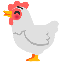 Chicken and Kissing face with closed eyes