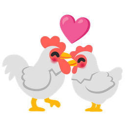 chicken and revolving hearts