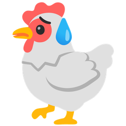 chicken and sad but relieved face