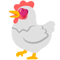 Chicken and Smiling face with heart-eyes