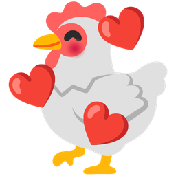 Chicken and Smiling face with hearts