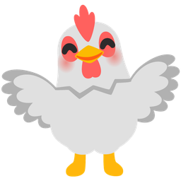 Chicken and Smiling face with open hands