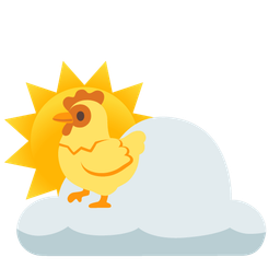 chicken and sun behind cloud
