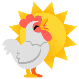 chicken and sun with face