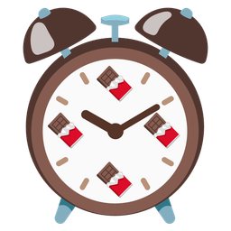 Chocolate bar and Alarm clock