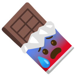 Chocolate bar and Anxious face with sweat