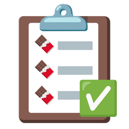 Chocolate bar and Check mark button