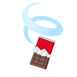 Chocolate bar and Leaf fluttering in wind