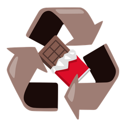 Chocolate bar and Recycling symbol