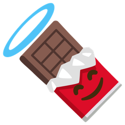 Chocolate bar and Smiling face with halo