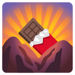 Chocolate bar and Sunrise over mountains