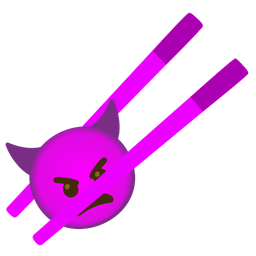 Chopsticks and Angry face with horns