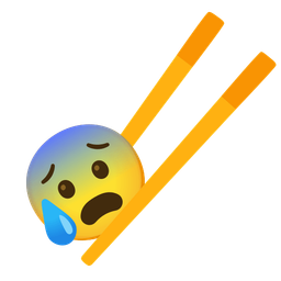 Chopsticks and Anxious face with sweat