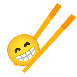 Chopsticks and Beaming face with smiling eyes