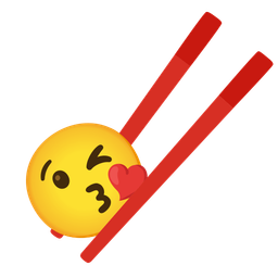 Chopsticks and Face blowing a kiss