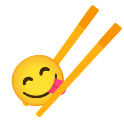 Chopsticks and Face savoring food