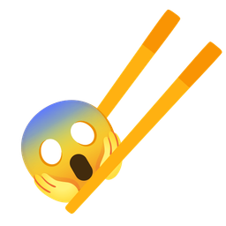 Chopsticks and Face screaming in fear