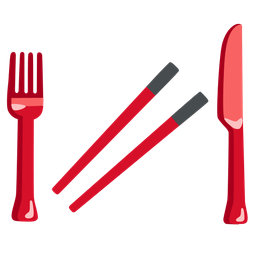 Chopsticks and Fork and knife with plate