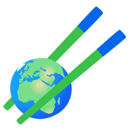 Chopsticks and Globe showing Europe-Africa