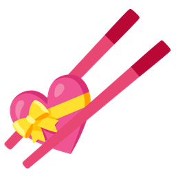 Chopsticks and Heart with ribbon