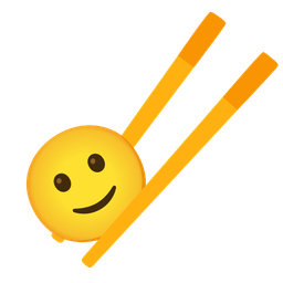 Chopsticks and Slightly smiling face