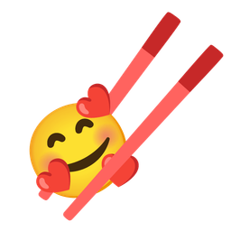 Chopsticks and Smiling face with hearts