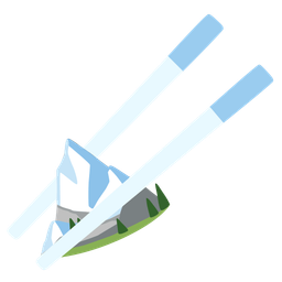 Chopsticks and Snow-capped mountain
