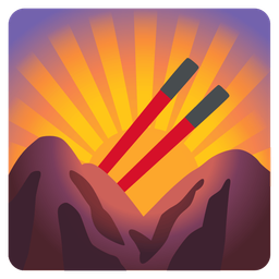 Chopsticks and Sunrise over mountains