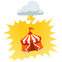 circus tent and cloud with lightning